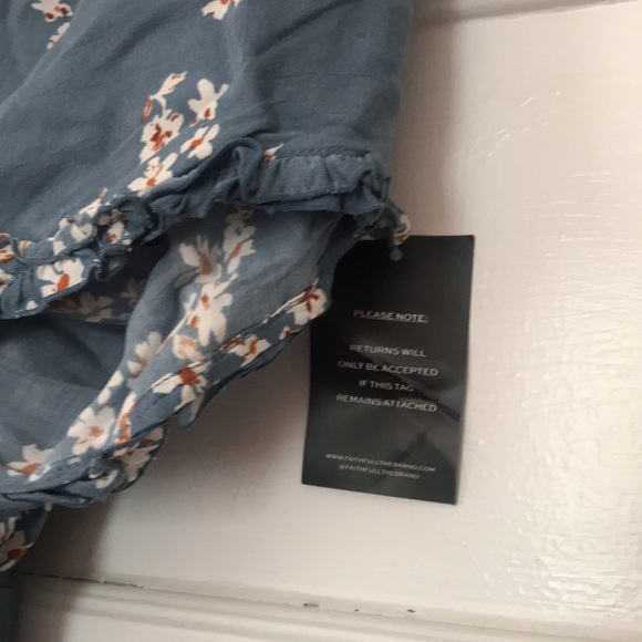 NWT Faithfull the Brand Blue Floral V Neck Ruffle Jumpsuit - Picture 7 of 13